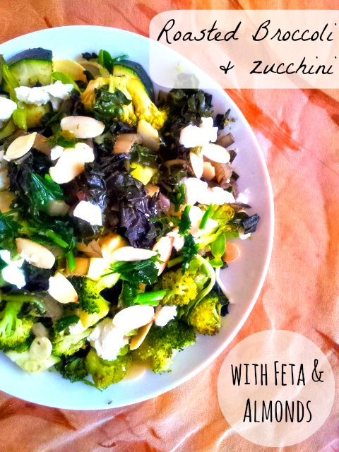 Roasted Broccoli and Zucchini with Feta and Almonds (and a secret ingredient!) | The Urban Ecolife